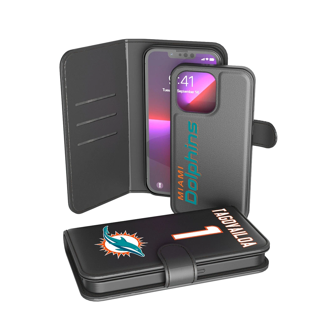 Keyscaper Tua Tagovailoa Black Miami Dolphins iPhone Wallet Case