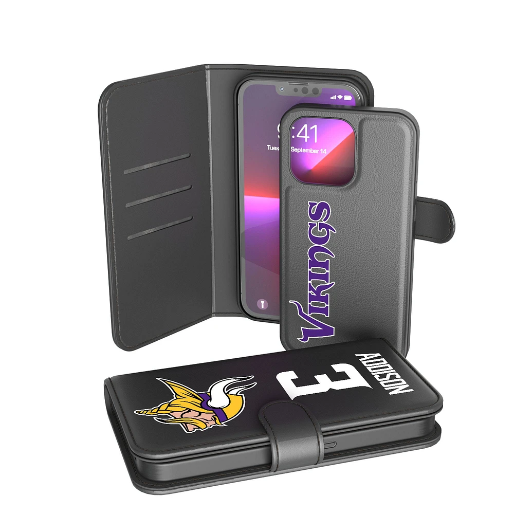 Keyscaper Jordan Addison Black Minnesota Vikings iPhone Wallet Case