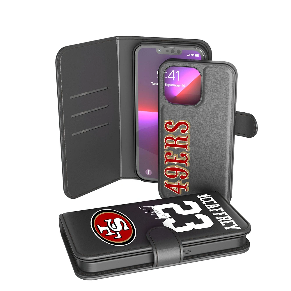 Keyscaper Christian McCaffrey Black San Francisco 49ers iPhone Wallet Case