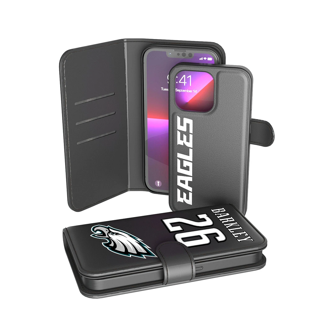 Keyscaper Saquon Barkley Black Philadelphia Eagles iPhone Wallet Case