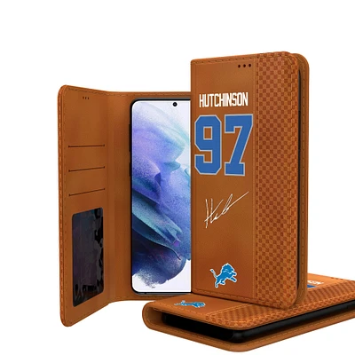 Keyscaper Aidan Hutchinson Brown Detroit Lions Galaxy Folio Case