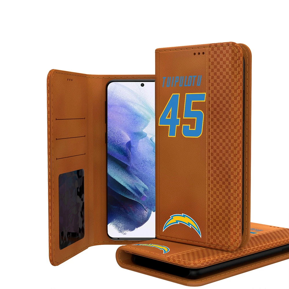 Keyscaper Tuli Tuipulotu Brown Los Angeles Chargers Galaxy Folio Case