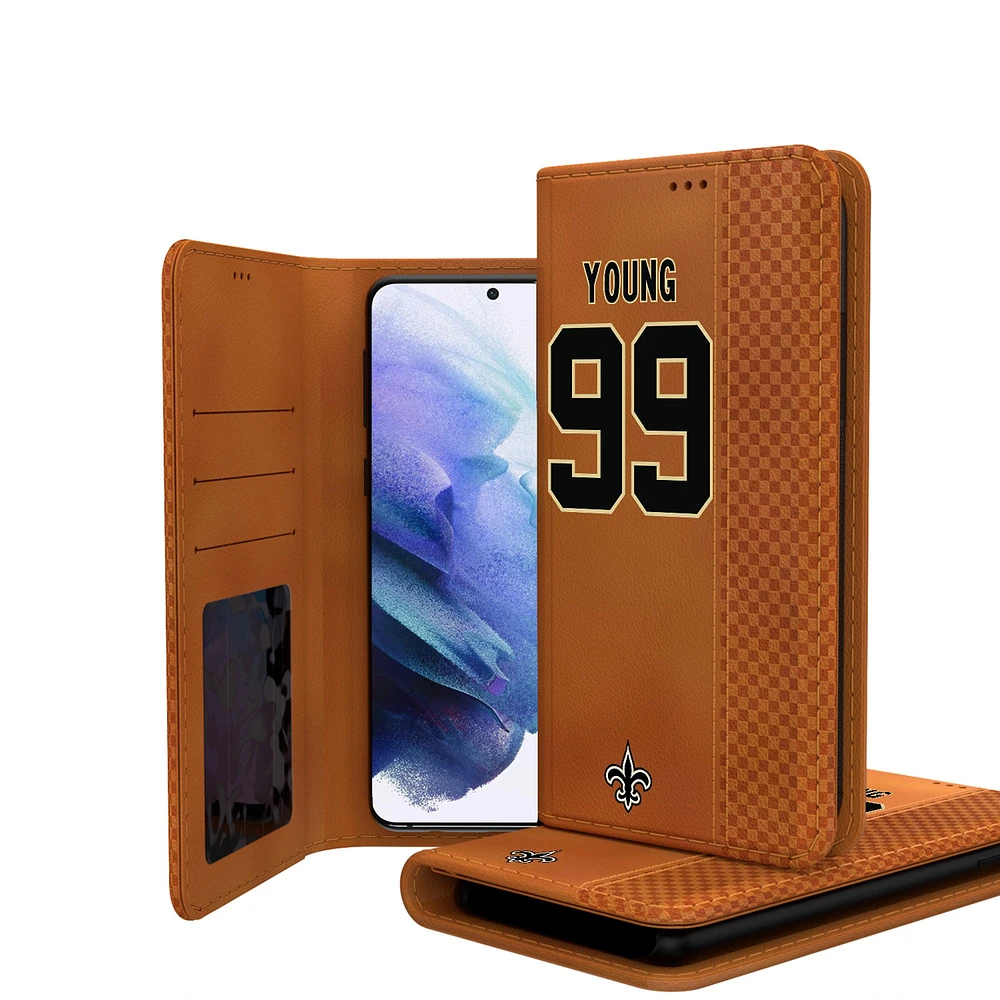 Keyscaper Chase Young Brown New Orleans Saints Galaxy Folio Case
