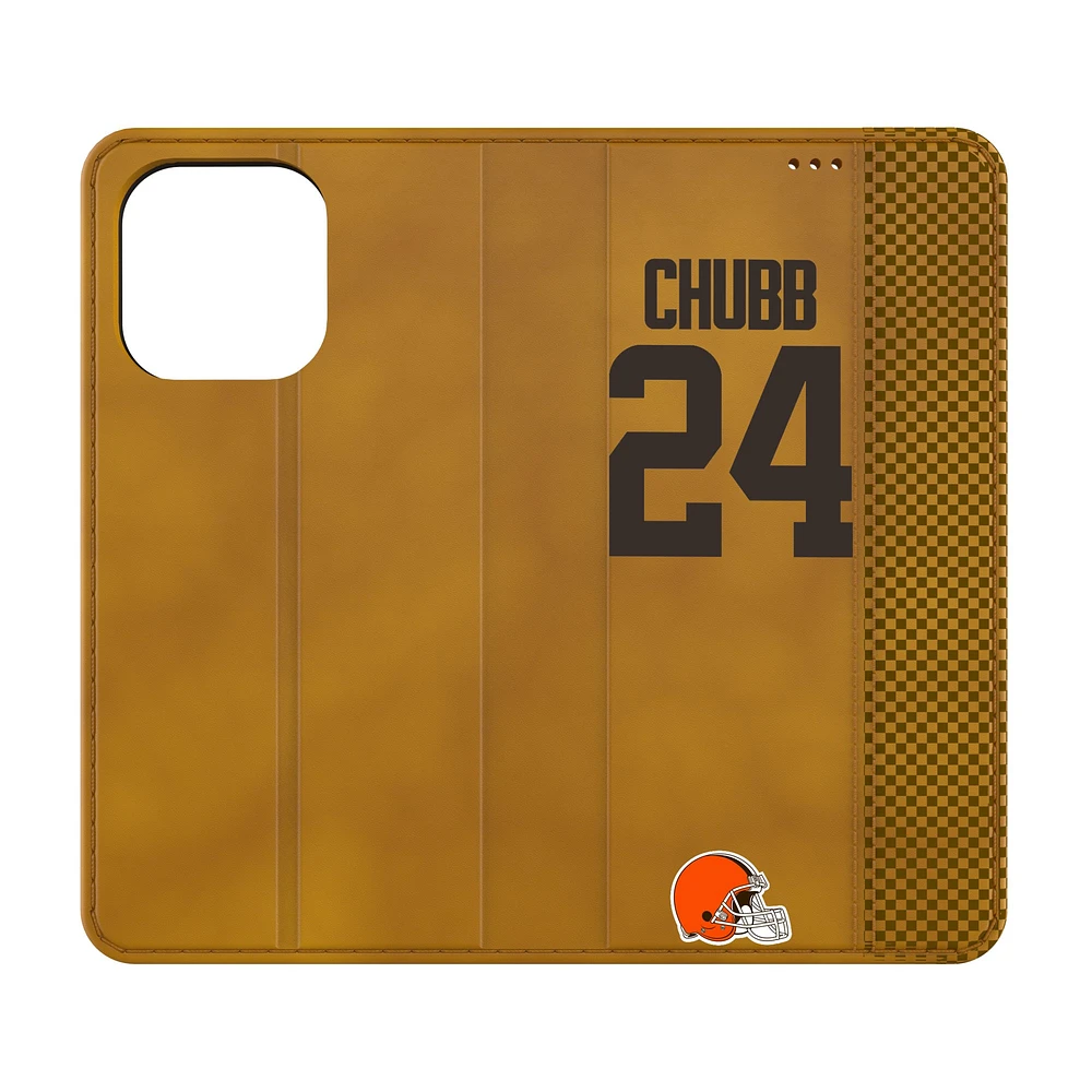 Keyscaper Nick Chubb Brown Cleveland Browns Folio iPhone Case