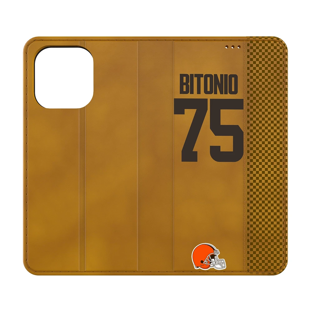 Keyscaper Joel Bitonio Brown Cleveland Browns Folio iPhone Case