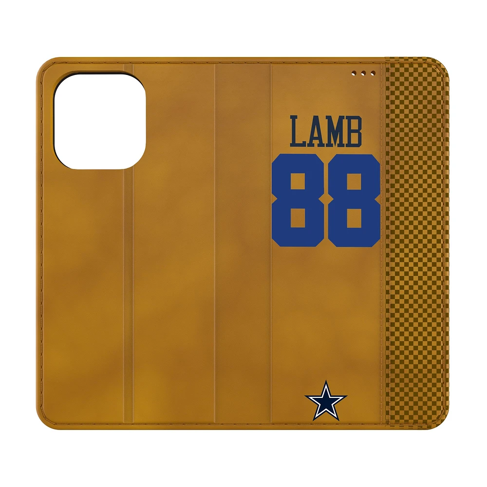 Keyscaper CeeDee Lamb Brown Dallas Cowboys Folio iPhone Case