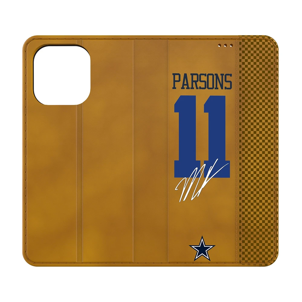 Keyscaper Micah Parsons Brown Dallas Cowboys Folio iPhone Case