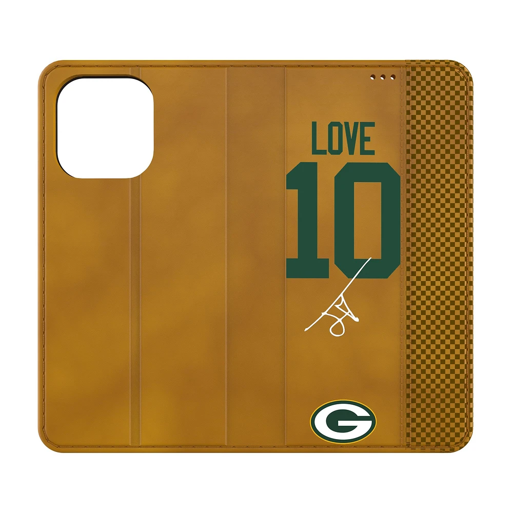 Keyscaper Jordan Love Brown Green Bay Packers Folio iPhone Case