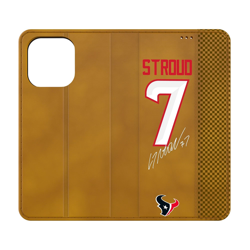 Keyscaper C.J. Stroud Brown Houston Texans Folio iPhone Case