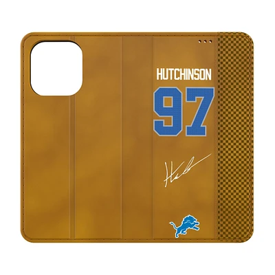 Keyscaper Aidan Hutchinson Brown Detroit Lions Folio iPhone Case