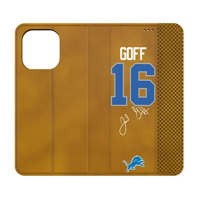 Keyscaper Jared Goff Brown Detroit Lions Folio iPhone Case