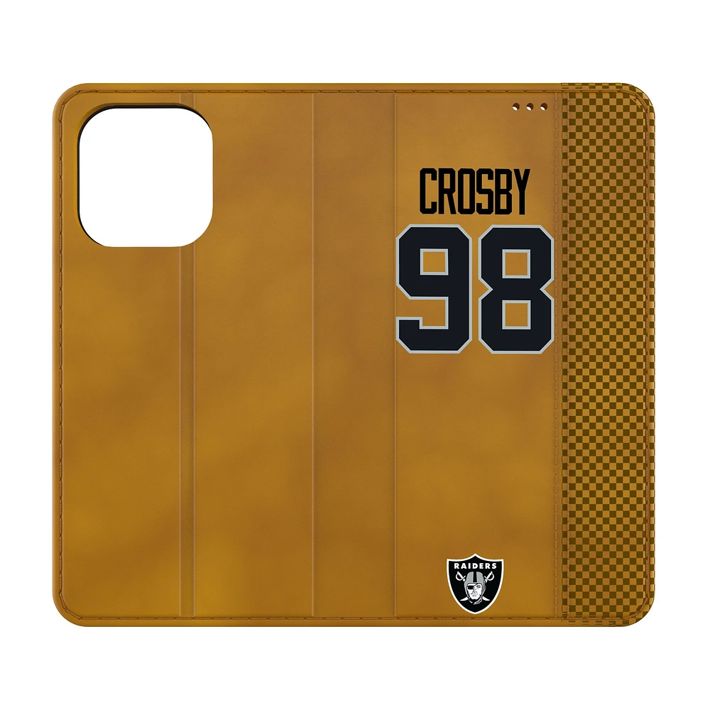 Keyscaper Maxx Crosby Brown Las Vegas Raiders Folio iPhone Case
