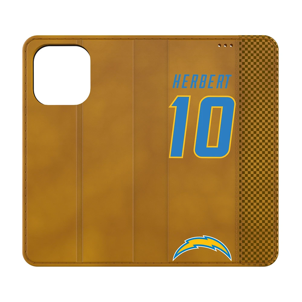 Keyscaper Justin Herbert Brown Los Angeles Chargers Folio iPhone Case