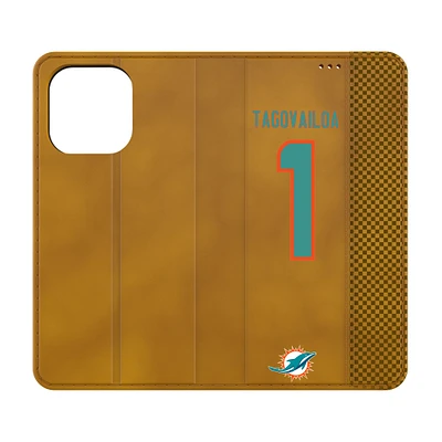 Keyscaper Tua Tagovailoa Brown Miami Dolphins Folio iPhone Case