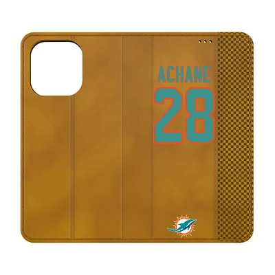 Keyscaper De’Von Achane Brown Miami Dolphins Folio iPhone Case