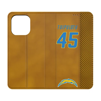 Keyscaper Tuli Tuipulotu Brown Los Angeles Chargers Folio iPhone Case