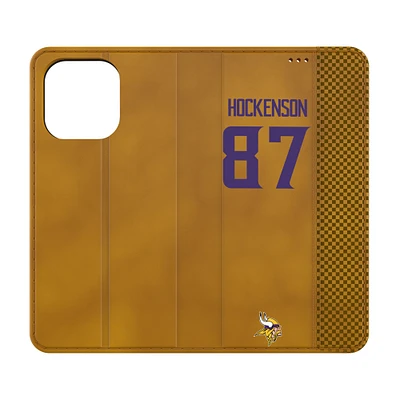 Keyscaper T.J. Hockenson Brown Minnesota Vikings Folio iPhone Case
