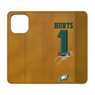 Keyscaper Jalen Hurts Brown Philadelphia Eagles Folio iPhone Case