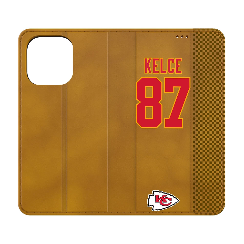 Keyscaper Travis Kelce Brown Kansas City Chiefs Folio iPhone Case