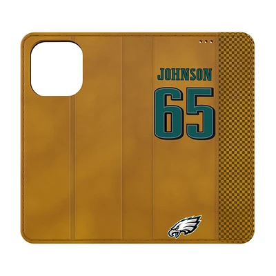Keyscaper Lane Johnson Brown Philadelphia Eagles Folio iPhone Case