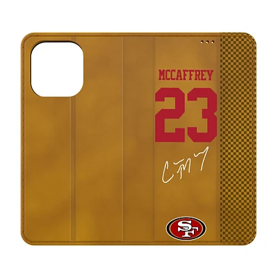 Keyscaper Christian McCaffrey Brown San Francisco 49ers Folio iPhone Case
