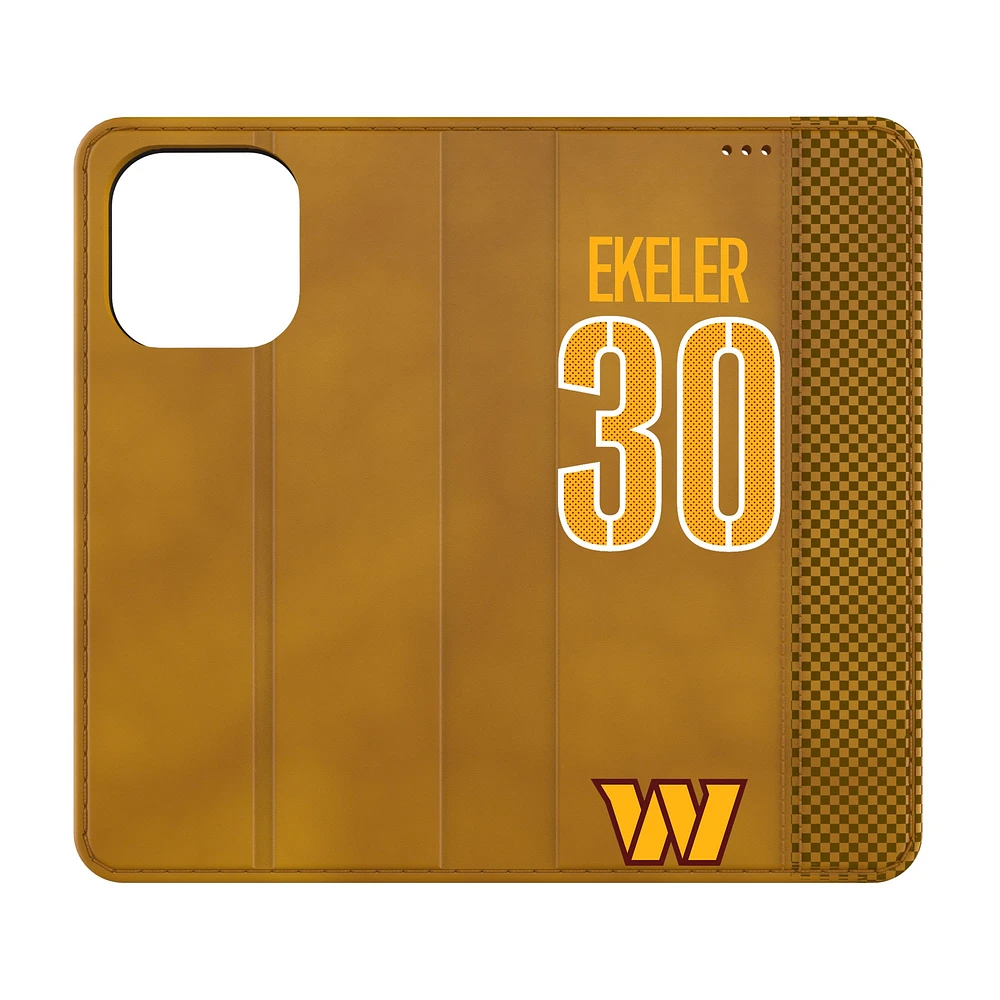 Keyscaper Austin Ekeler Brown Washington Commanders Folio iPhone Case