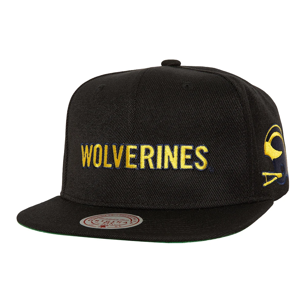 Men's Mitchell & Ness Black Michigan Wolverines Triple Play Snapback Hat