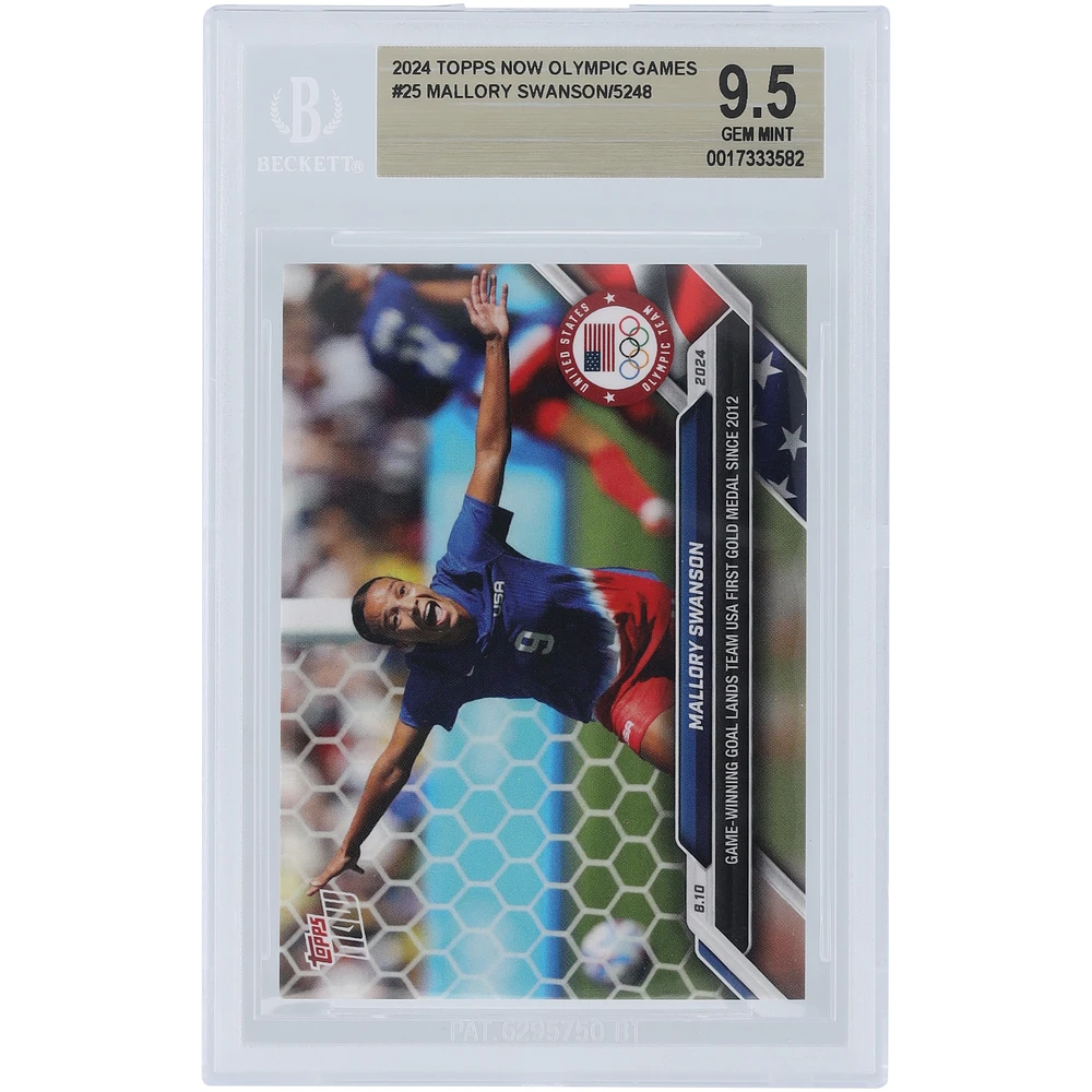 Mallory Swanson USWNT 2024 Topps Now Olympic Games Goal Lands Team USA 1st Gold Medal Since 2012 #25 BGS Authenticated 9.5 Card