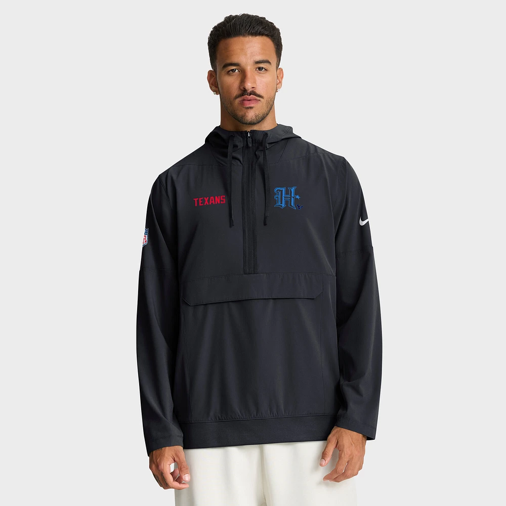 Men's Nike Navy Houston Texans Sideline Alt Pack Anorak Half-Zip Hoodie Jacket