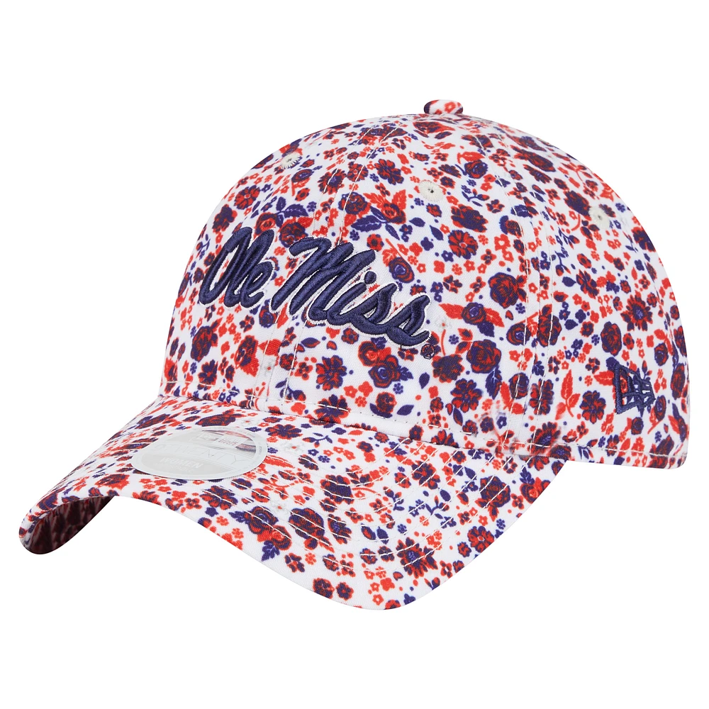Women's New Era White Ole Miss Rebels Blooming 9TWENTY Adjustable Hat