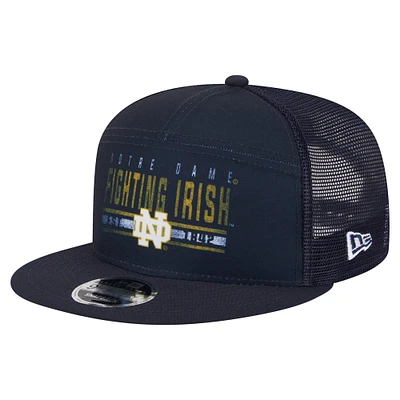 Men's New Era Navy Notre Dame Fighting Irish Split Panel 9FIFTY Snapback Trucker Hat