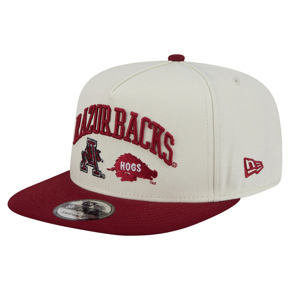 Men's New Era White Arkansas Razorbacks Collegiate 9FIFTY A-Frame Snapback Hat
