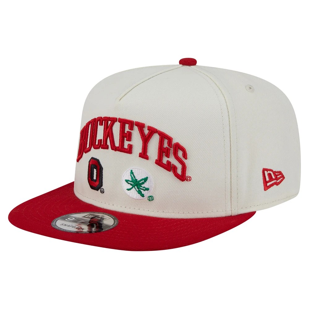 Men's New Era White Ohio State Buckeyes Collegiate 9FIFTY A-Frame Snapback Hat