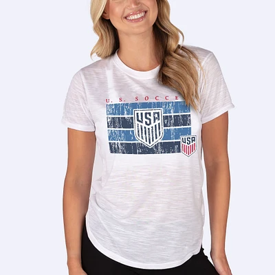Women's Concepts Sport White USMNT Infuse Distressed Slub Knit Top