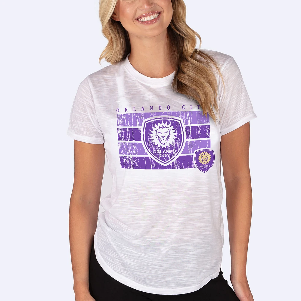 Women's Concepts Sport White Orlando City SC Infuse Distressed Slub Knit Top