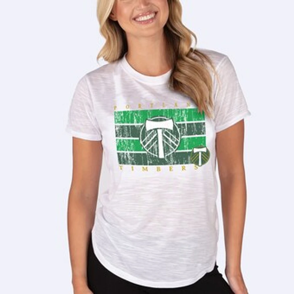 Women's Concepts Sport White Portland Timbers Infuse Distressed Slub Knit Top