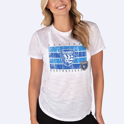Women's Concepts Sport White San Jose Earthquakes Infuse Distressed Slub Knit Top