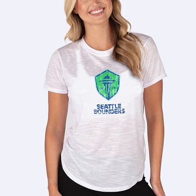 Women's Concepts Sport White Seattle Sounders FC Infuse Distressed Slub Knit Top