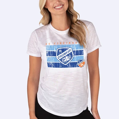 Women's Concepts Sport White FC Cincinnati Infuse Distressed Slub Knit Top