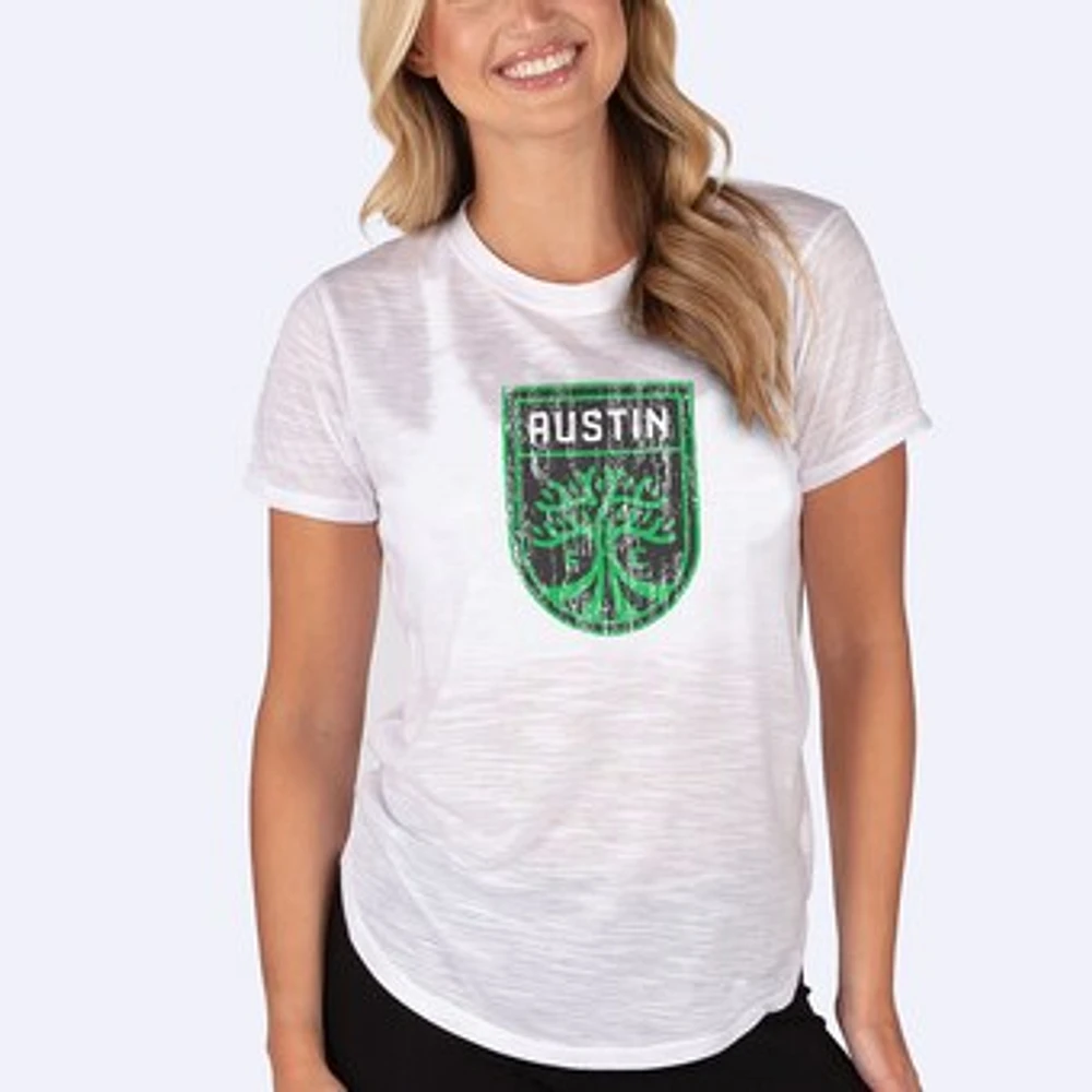 Women's Concepts Sport White Austin FC Infuse Distressed Slub Knit Top