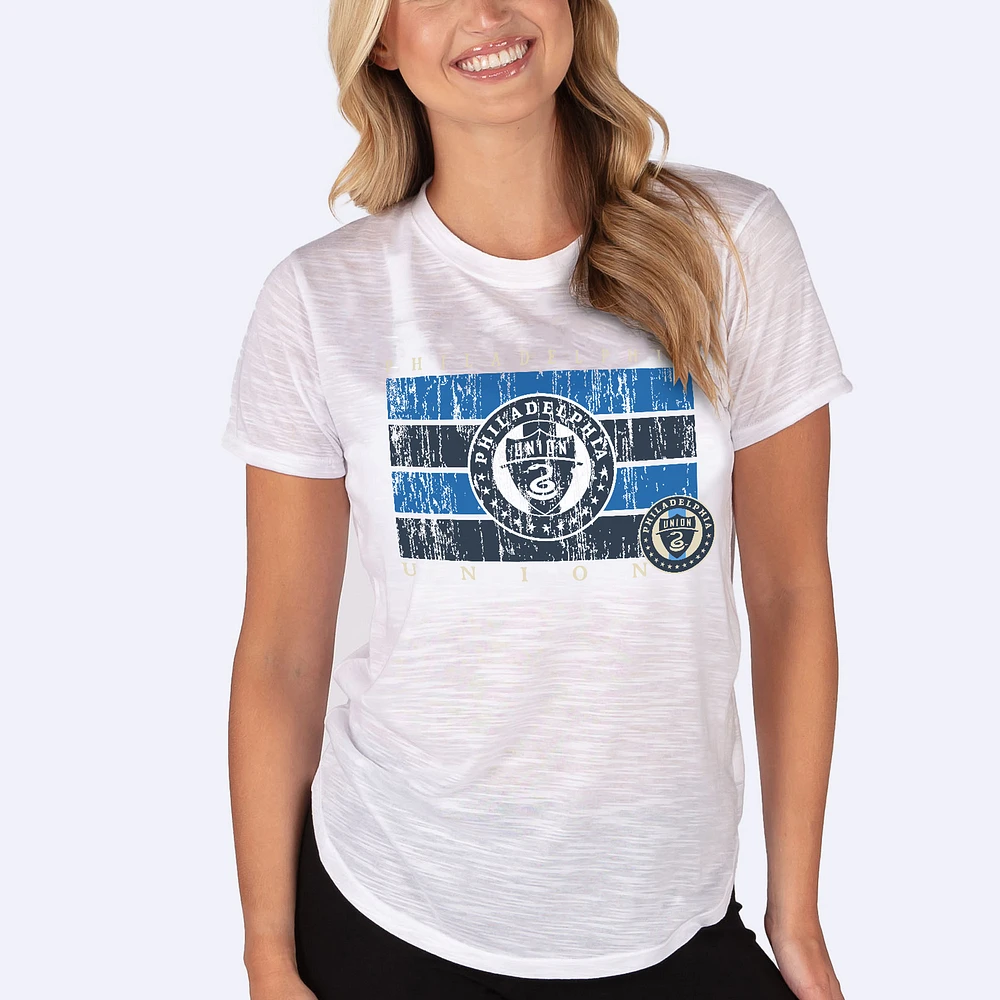 Women's Concepts Sport White Philadelphia Union Infuse Distressed Slub Knit Top