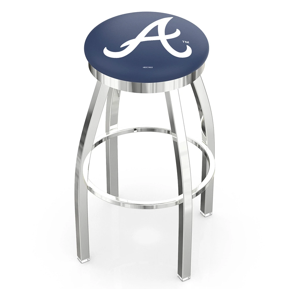 Atlanta Braves 25" Chrome Swivel Counter Stool