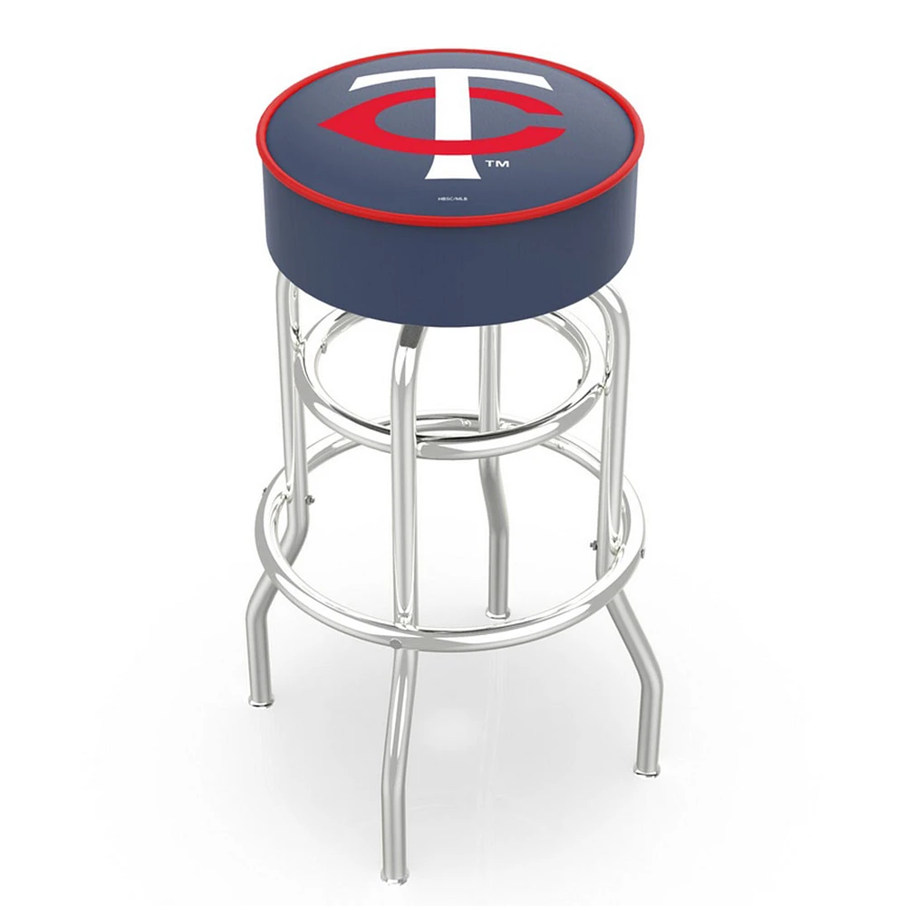 Minnesota Twins 25" Double Ring Chrome Swivel Counter Stool