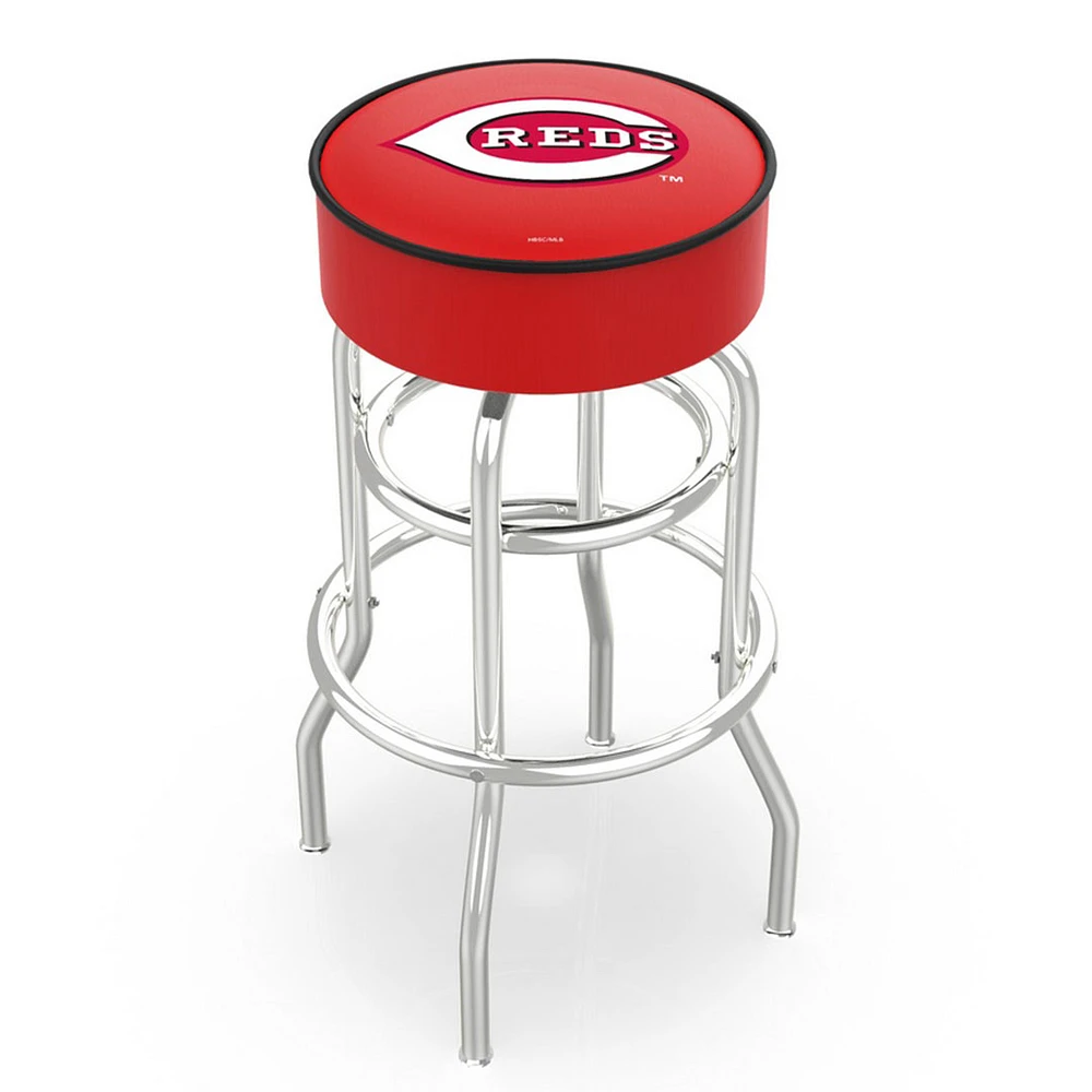 Cincinnati Reds 25" Double Ring Chrome Swivel Counter Stool