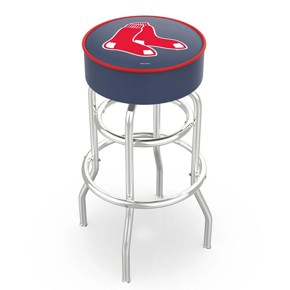 Boston Red Sox 25" Double Ring Chrome Swivel Counter Stool