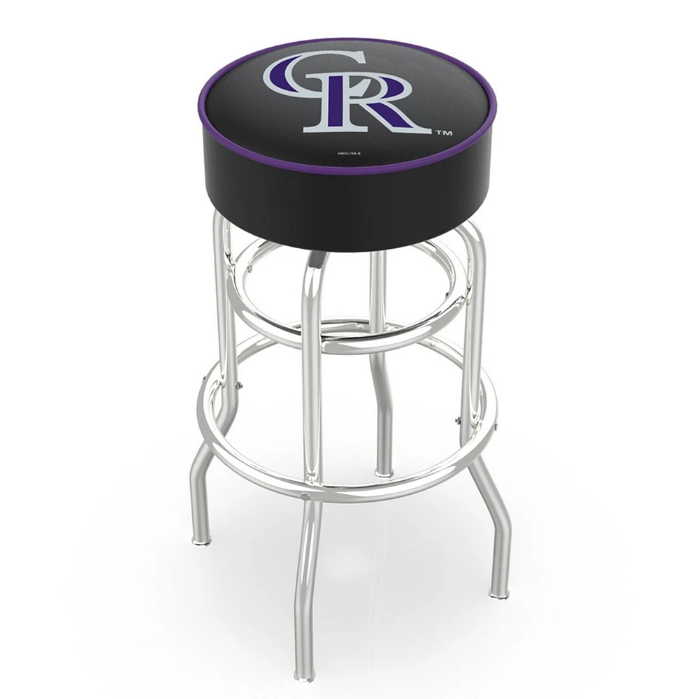 Colorado Rockies 25" Double Ring Chrome Swivel Counter Stool