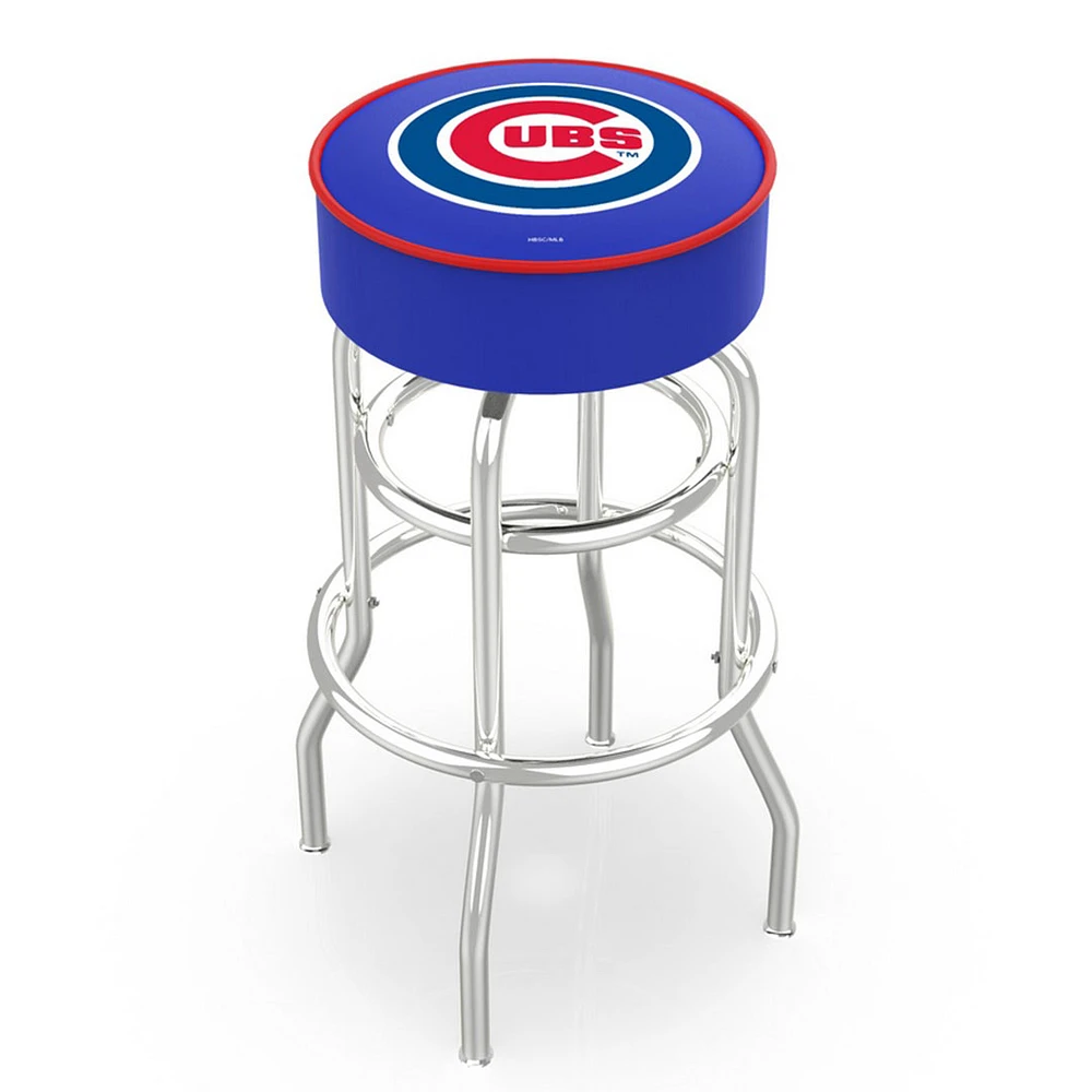 Chicago Cubs 30" Double Ring Chrome Swivel Counter Stool