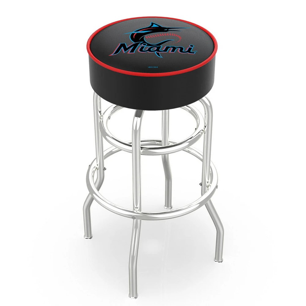 Miami Marlins 30" Double Ring Chrome Swivel Counter Stool
