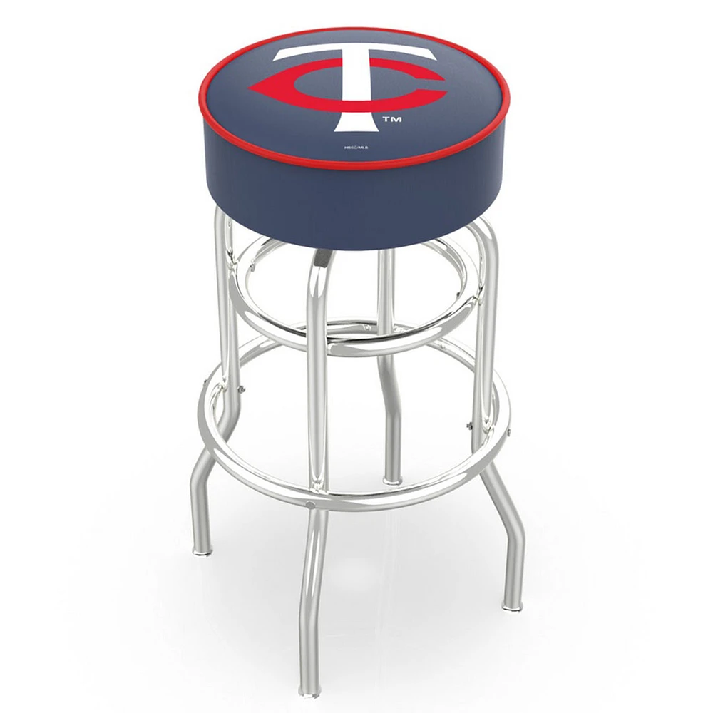 Minnesota Twins 30" Double Ring Chrome Swivel Counter Stool