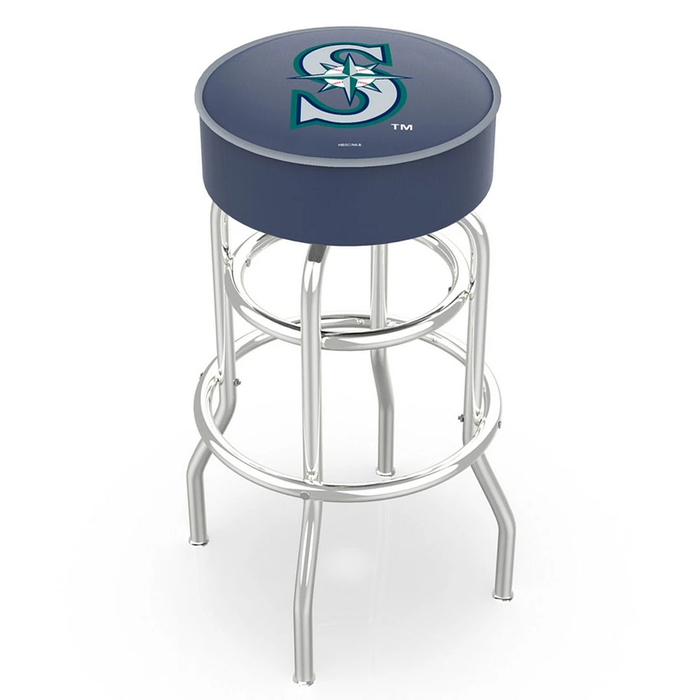 Seattle Mariners 30" Double Ring Chrome Swivel Counter Stool